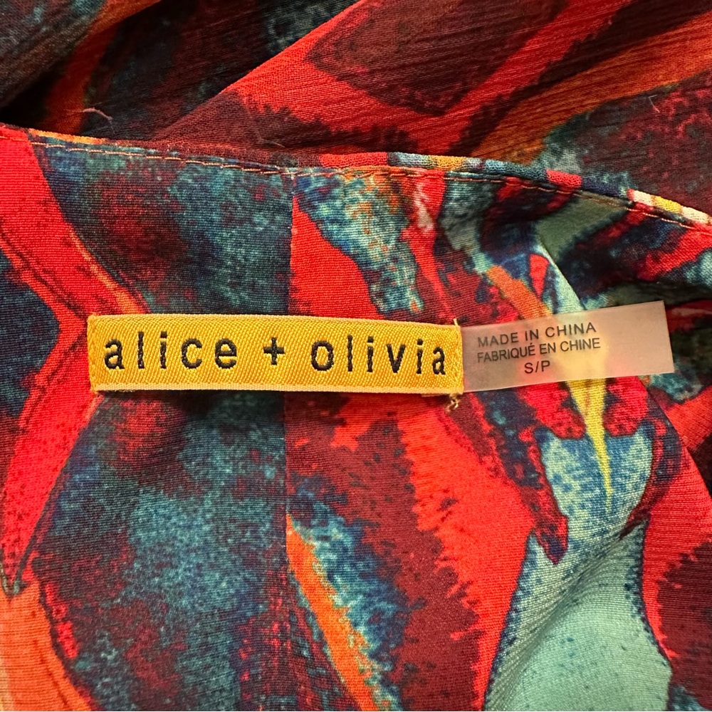 Alice + Olivia Chiffon Button Tribal Chiffon Spaghetti Strap Mini Dress - Picture 4 of 9